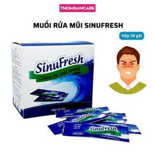 Muối rửa mũi xoang - Sinufresh của Cát Linh - hộp 50 gói hỗn hợp muối biển nano - vệ sinh mũi, giảm nghẹt mũi