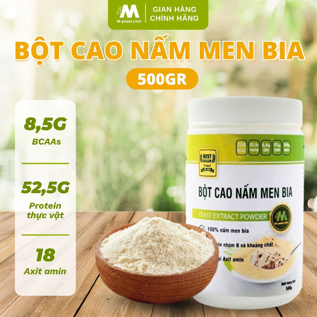 Bột nấm men bia nguyên chất 500g, giàu protein tự nhiên, thực phẩm bổ dưỡng tốt cho sức khỏe chính h