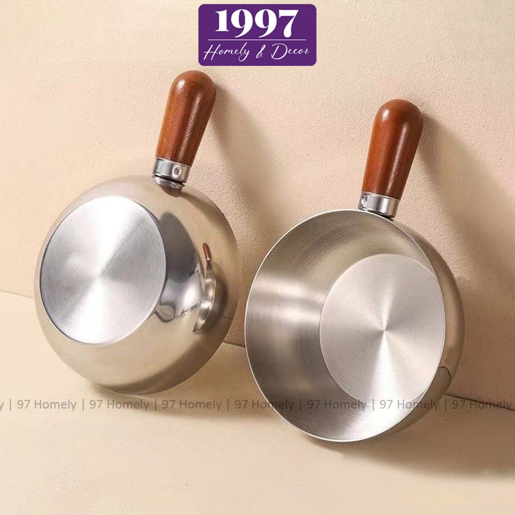 Chảo Ăn Dặm Inox 304 97Homely Cán Gỗ Thông Cao Cấp Chống Han Gỉ DT250900801