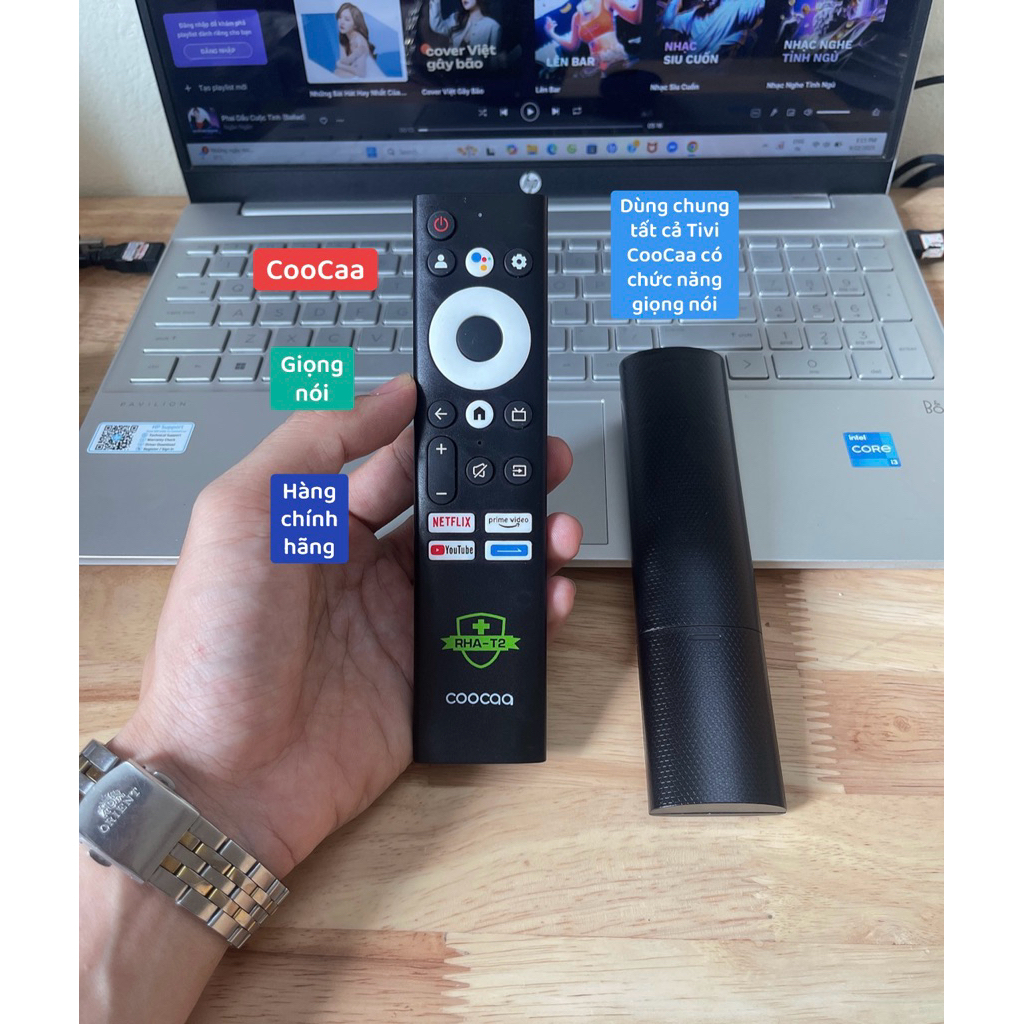 Remote điều khiển Tivi CooCaa giọng nói hàng Zin theo máy( Dùng tất cả Tivi CooCaa có chức năng giọn