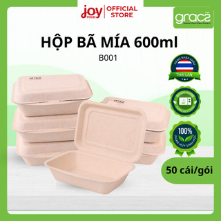  50 hộp bã mía Gracz 600ml đựng cơm phần xôi xéo gỏi cuốn hàng nhập khẩu Thái Lan B001 