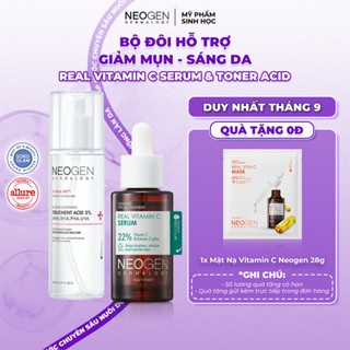 Bộ Đôi Toner Giảm Mụn và Serum Dưỡng Sáng 22% Vitamin C Kakadu + 5% Treatment Acid Neogen Dermalogy