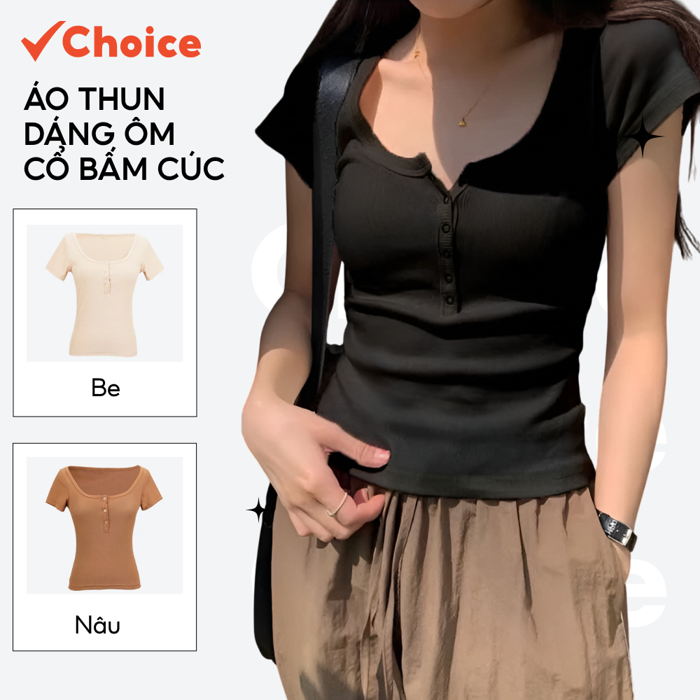 [Choice] Áo Thun Dáng Ôm HT26 Cổ Bấm Cúc Vải Mềm Mịn, Co Giãn Cao | BigBuy360 - bigbuy360.vn