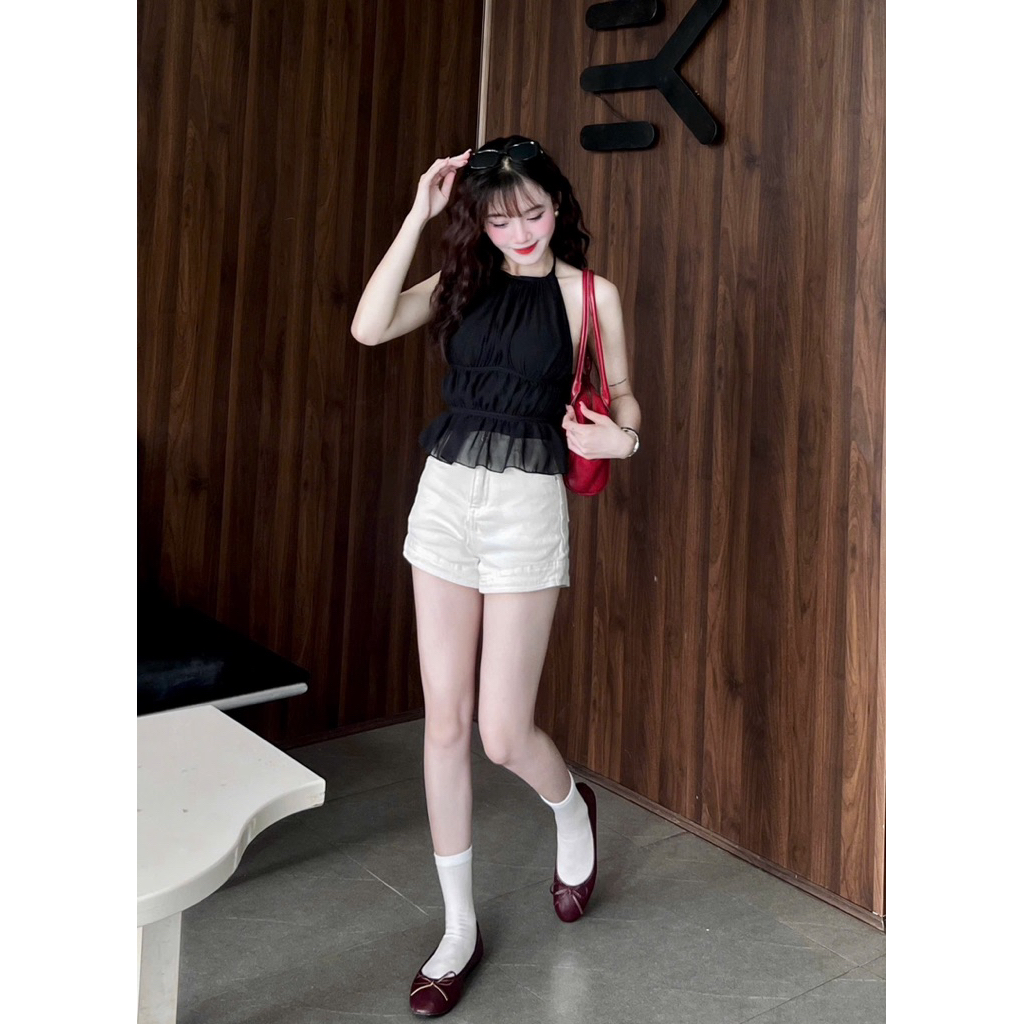 Áo Nữ Cổ Yếm Voan Tơ Hở Lưng Quyến Rũ (Không Đệm Mút) | BigBuy360 - bigbuy360.vn