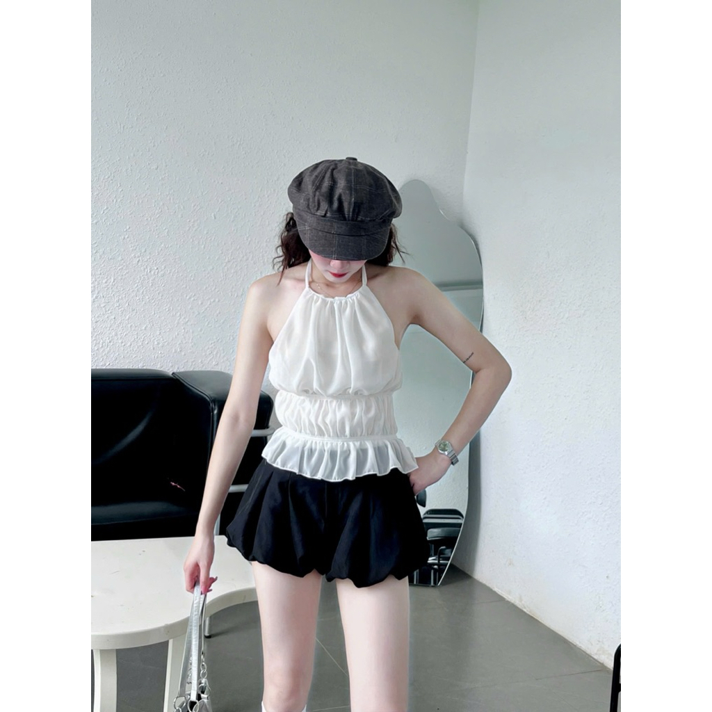 Áo Nữ Cổ Yếm Voan Tơ Hở Lưng Quyến Rũ (Không Đệm Mút) | BigBuy360 - bigbuy360.vn