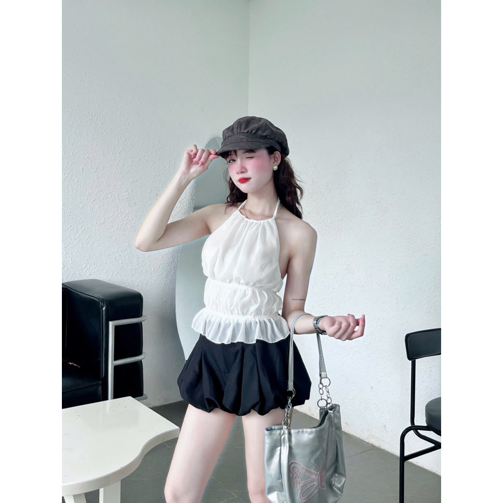 Áo Nữ Cổ Yếm Voan Tơ Hở Lưng Quyến Rũ (Không Đệm Mút) | BigBuy360 - bigbuy360.vn