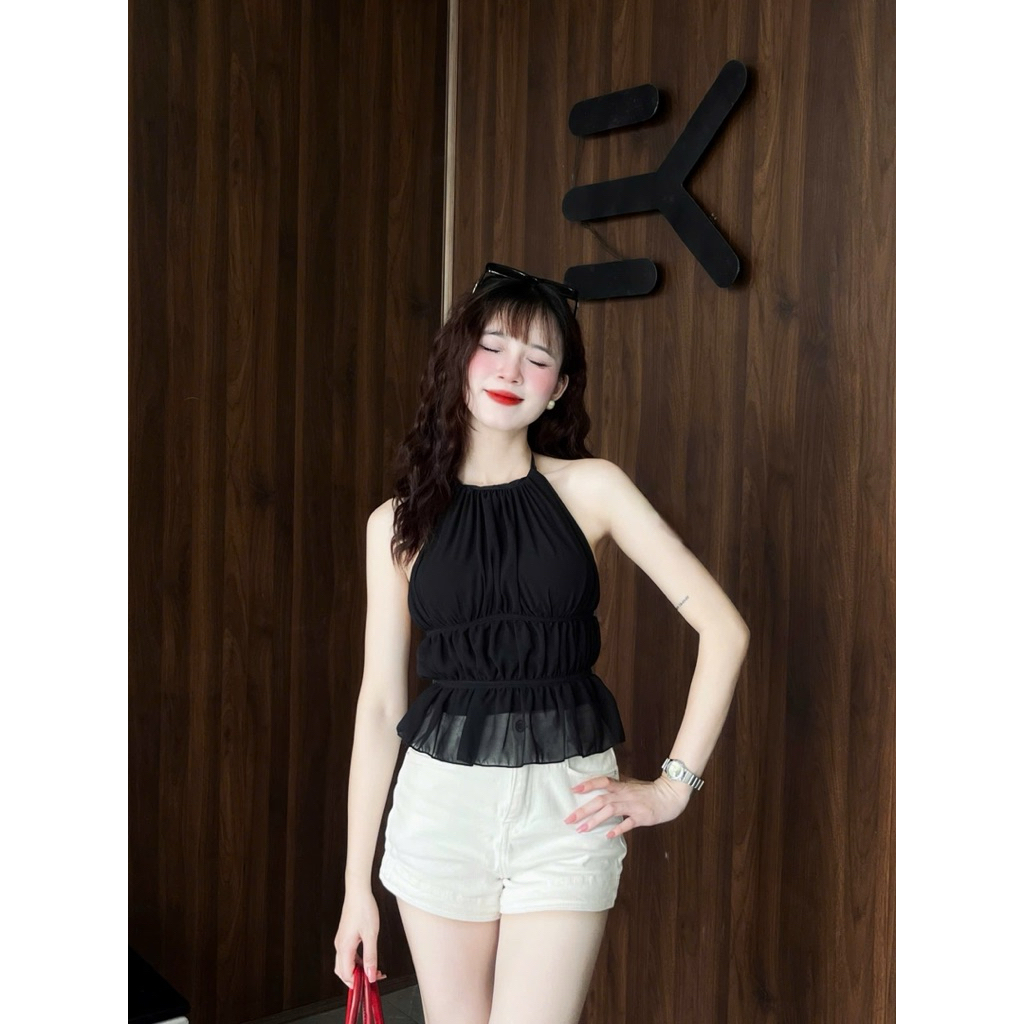 Áo Nữ Cổ Yếm Voan Tơ Hở Lưng Quyến Rũ (Không Đệm Mút) | BigBuy360 - bigbuy360.vn