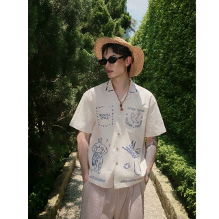 BLANKESPACE Áo Sơ Mi Tay Ngắn INDIGOTALE SHIRT Chất Liệu Linen Nam Nữ Unisex