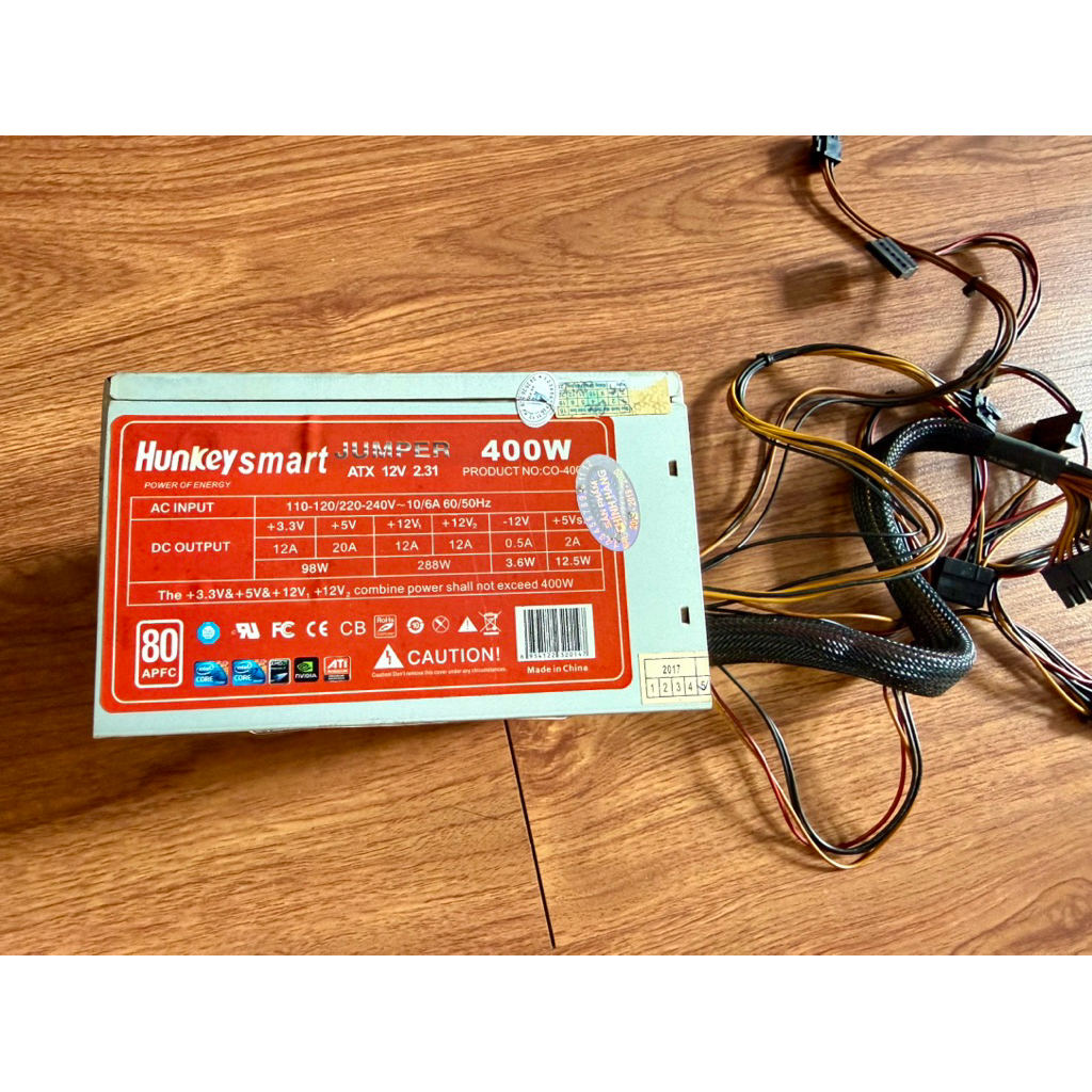 Nguồn cũ HunKey Smart 400w CST 80 APFC công suất thực, có nguồn phụ 6pin cho card hình