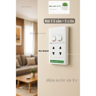 Mặt 2 ổ cắm 2 công tắc 16A Sino Vanlock