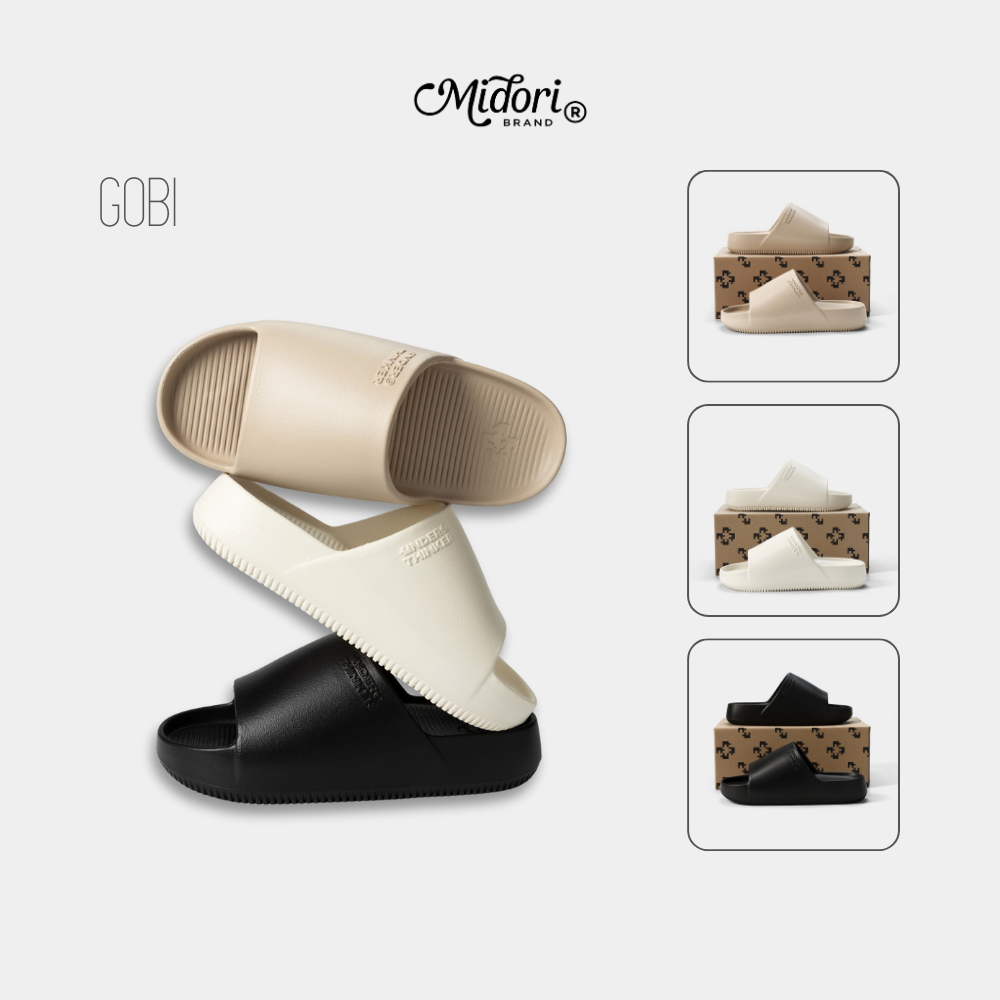 Dép Nhựa Chống Trượt GOBI Ngang Đơn Giản Nam Nữ Đúc Êm Đế Cao Cứng Dày | MIDORI STUDIO 