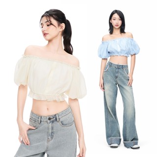 CARA Áo trễ vai nữ Shiha tay phồng bo chun eo dễ thương