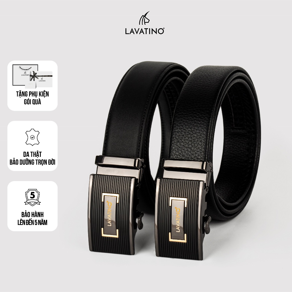 Thắt Lưng Nam Da Bò Cao Cấp Chính Hãng LAVATINO, Khóa Tự Động, Thiết Kế Sang Trọng TIMELESS 08