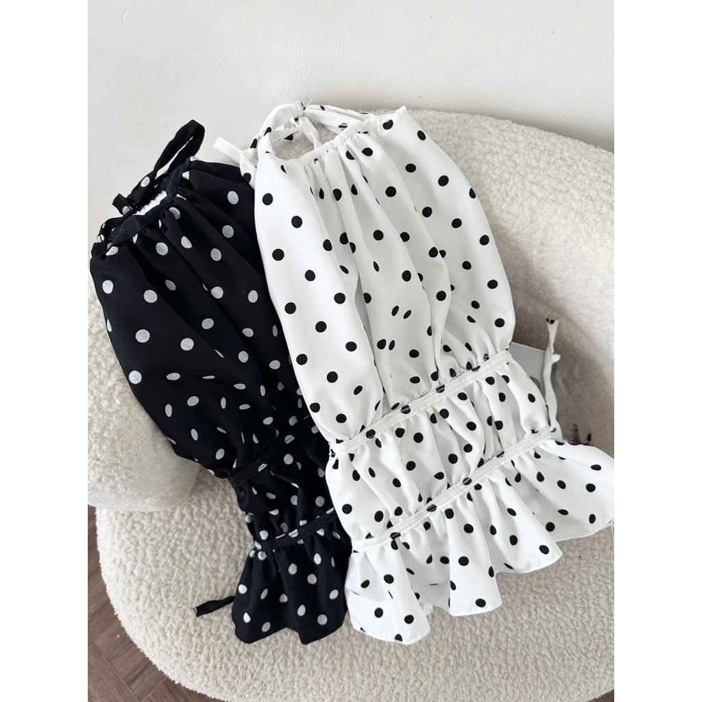 Áo Nữ Cổ Yếm Chấm Bi Hở Lưng Quyến Rũ Cotton Lạnh | BigBuy360 - bigbuy360.vn
