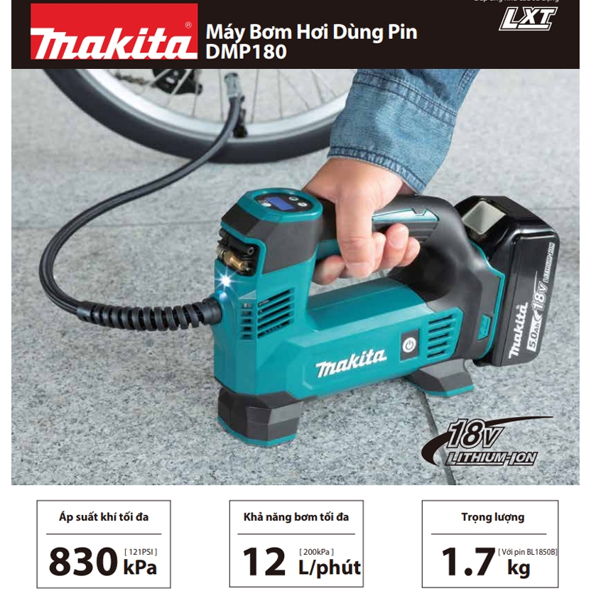 Máy bơm hơi dùng pin 18V Makita DMP180 | Makita Việt Nam