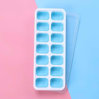 Khay Làm Đá Silicon 14 Viên Có Nắp Đậy Khuôn Làm Đá Tủ Lạnh Bảo Quản Chống Mùi 