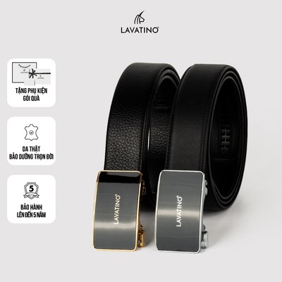 Thắt Lưng Nam Da Bò Thiết Kế Khóa Trượt Tự Động, Mặt Lưng Hợp Kim Cao Cấp Chính Hãng LAVATINO - MT07