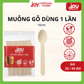  Set thìa gỗ muỗng gỗ JOY WOOD cao cấp 16cm dùng 1 lần dùng ăn kem salad chuẩn xuất khẩu 