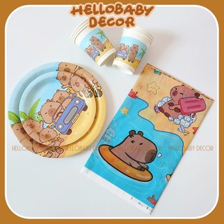 Dây Chữ Happy Birthday - Set Cốc Đĩa Giấy - Khăn Trải Bàn nilon CapybaLa trang trí sinh nhật