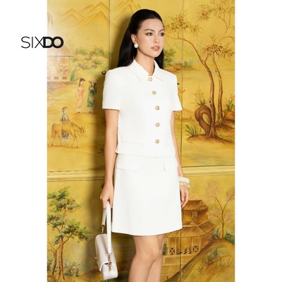 Chân váy kem dáng A ngắn SIXDO (Cream Raw Mini Skirt)