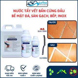 Nước tẩy vết bẩn cứng đầu trên bề mặt men sứ, mặt đá, inox, bếp, gạch men nhà vệ sinh, Lotux
