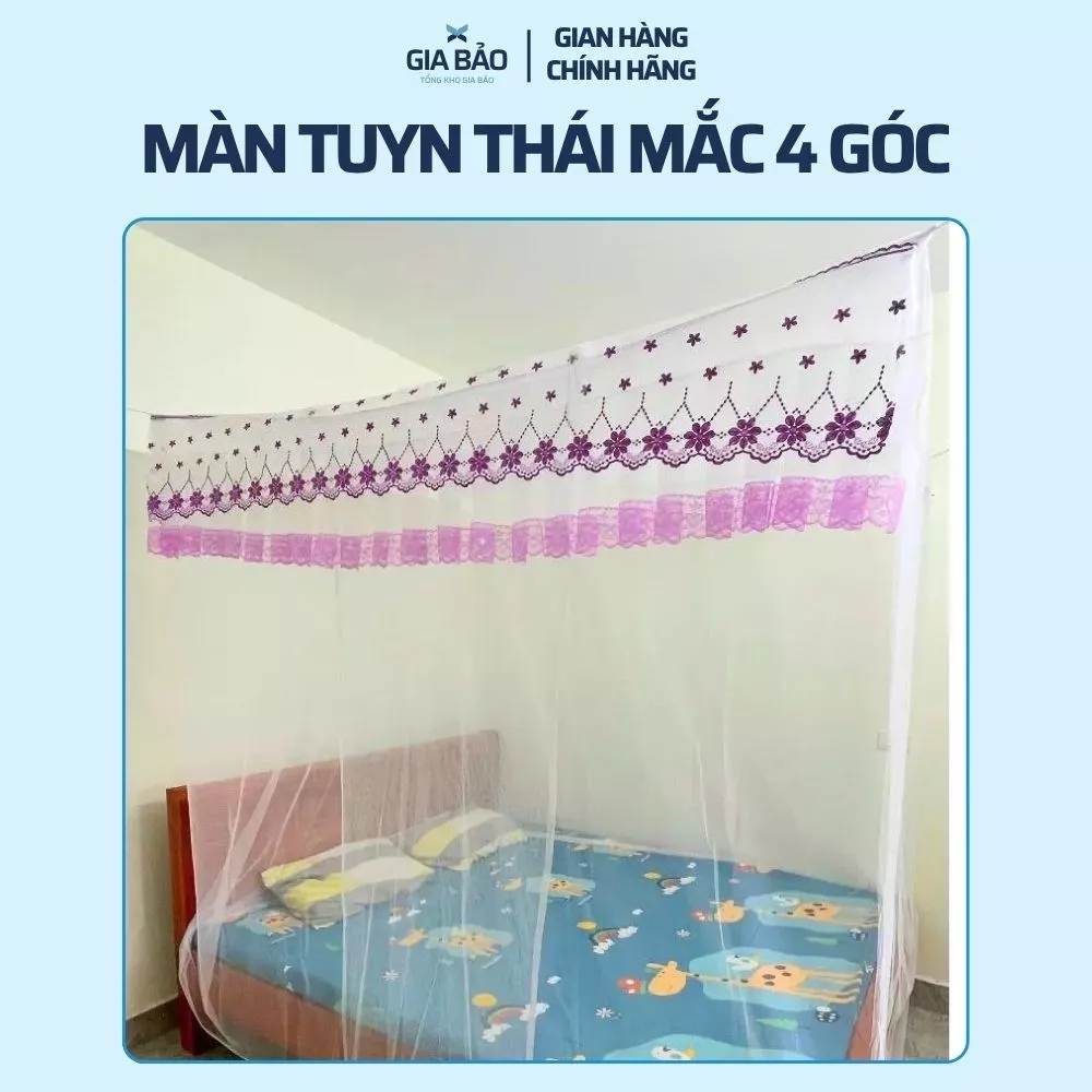 Màn tuyn lạnh thái lan dây mắc 4 góc chống muỗi tiện lợi cho mọi không gian gia đình