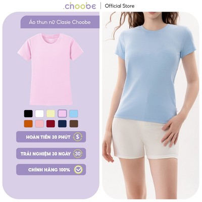 Áo phông nữ Clasie Choobe kiểu basic cơ bản cổ tròn cộc tay dáng suông nhẹ co giãn 4 chiều A03