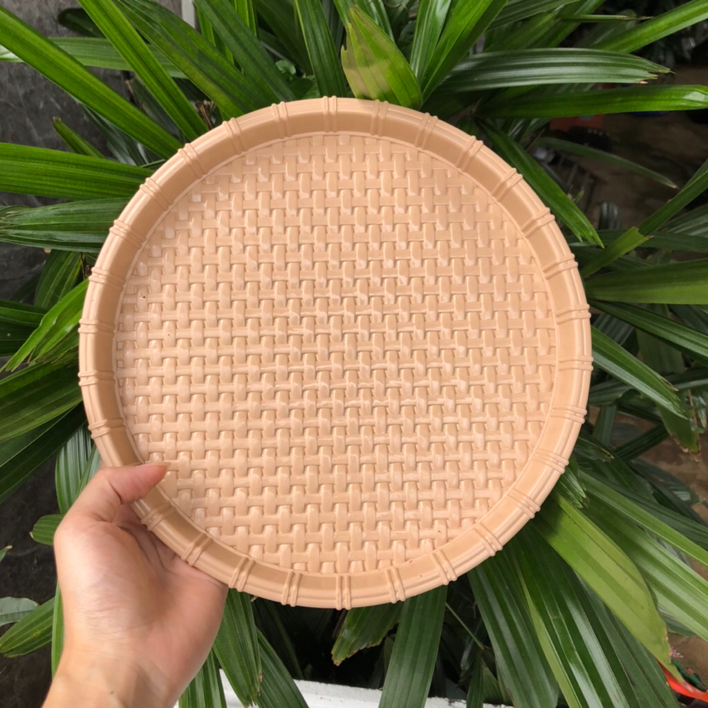 Mẹt nhựa giả tre, mẹt nhựa tròn, khay tròn nhựa 25cm