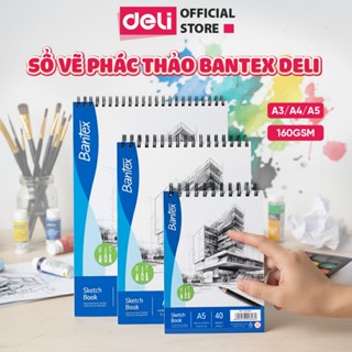  Sổ Phác Thảo Chuyên Nghiệp A3 A4 A5 Deli - Giấy Vẽ Sketchbook 40 Tờ 160 GSM Phù Hợp Vẽ Tranh Bám Chì Cực Tốt 