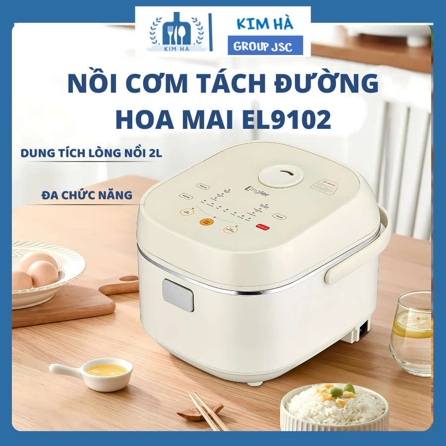 Nồi Cơm Tách Đường Hoa Mai Engler EL910 Điều Khiển Cảm Ứng  Dễ Dàng Sử Dụng, Dễ Dàng Vệ Sinh- Kim Hà