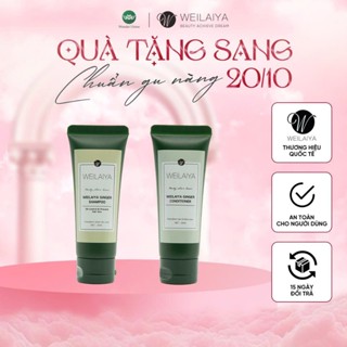 Cặp dầu gội đầu và dầu xả tóc thảo dược Weilaiya gừng trắng giúp giảm rụng và hỗ trợ mọc tóc size du lịch 20ml