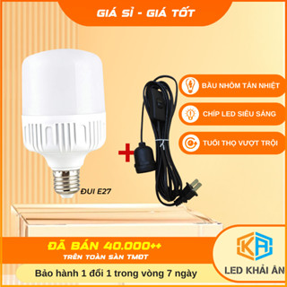 Bóng Đèn LED 30W + Đui Đèn Liền Dây Có Công Tắc Tiện Lợi 5m - Đèn Led 30W Tiết Kiệm Điện, Độ Sáng Cao Kèm Dây Đui Chui