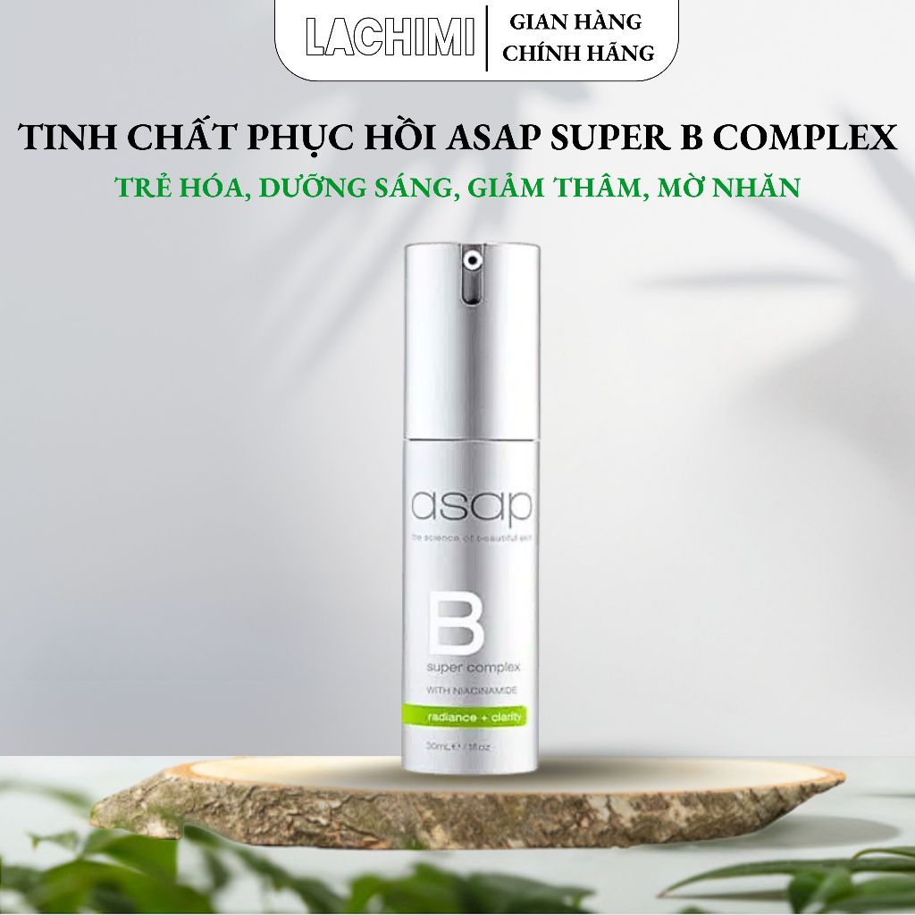 Serum Asap Super B Complex, tinh chất phục hồi Niacinamide 13% dưỡng sáng, mờ nhăn Lachimi Beauty