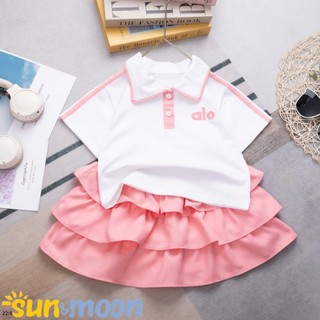  Sét Váy bé gái 10kg-48kg chân tầng xếp ly kết hợp áo thun cotton chính phẩm   sun&moon  