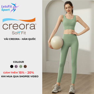  Đồ Tập Gym Nữ Cao Cấp Quần Dài Bộ Tập Gym Nữ Chống Xệ Có Mút Ngực LETSFIT SPORT L02SQL2 Cạp Cao 