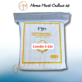 COMBO 5 Gói Bông Tẩy Trang 222 Miếng Cotton Pads 3 Lớp Sợi Tự Nhiên Mềm Mịn HM68