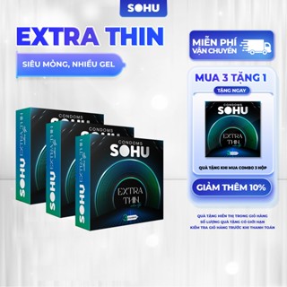 [MUA 3 TẶNG 1] COMBO 3 Hộp 3 BAO CAO SU SOHU SIÊU MỎNG ÔM VỪA VẶN YÊU MẶN NỒNG, X2 GEL BÔI TRƠN