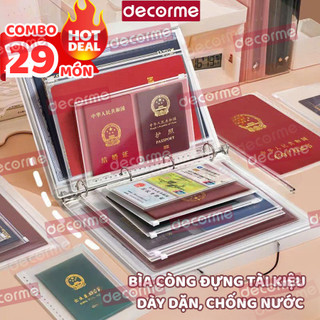  Bìa Sổ Còng Đựng Tài Liệu A4 Decorme Sổ Còng Kèm Túi Zip A4,B5,A5,A6 giúp lưu trữ hồ sơ giấy tờ quan trọng chống nước 