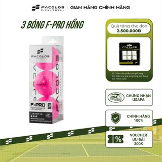Bộ 3 Bóng Pickleball Facolos F-Pro Performance Pickleball Bản Hồng (USAPA) 40 lỗ với đường kính 74mm