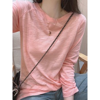 Áo Kiểu Tay Dài Nữ Phối túi vạt bầu Tizion, áo thun dài tay nữ kiểu phom vừa vải thun giấy, thun xược cotton hàn quốc