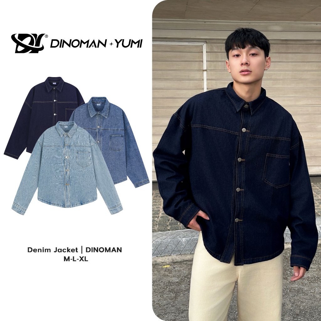  Áo Khoác Jean Cúc Cài DINOMAN Dài Tay Chỉ Nổi Jean Mềm Cao Cấp Đứng Form Trẻ Trung Năng Động SM023 
