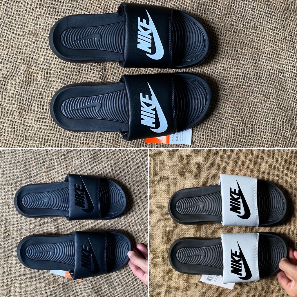 dép nike benassi 2hand unisex quai ngang màu đen trắng