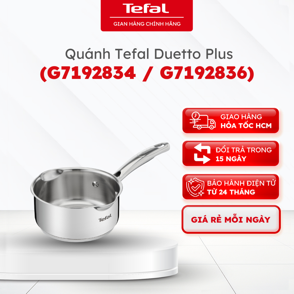 Tefal Duetto Plus nồi cán dài G7192834 size 16, không kèm nắp |Bảo hành 24 tháng