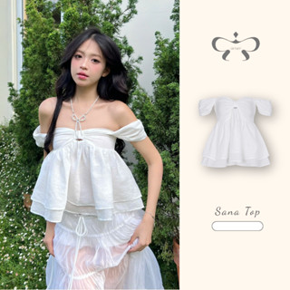 AREUM Áo Babydoll trễ vai SANA TOP thiết kế nơ ngực [KHÔNG MÚT NGỰC]
