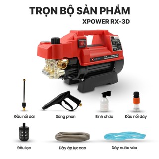 Máy Rửa Xe XPOWER RX-3D Có chỉnh áp 3600W Áp Lực Cao-tặng kèm bình bọt tuyết,vệ sinh máy lạnh.