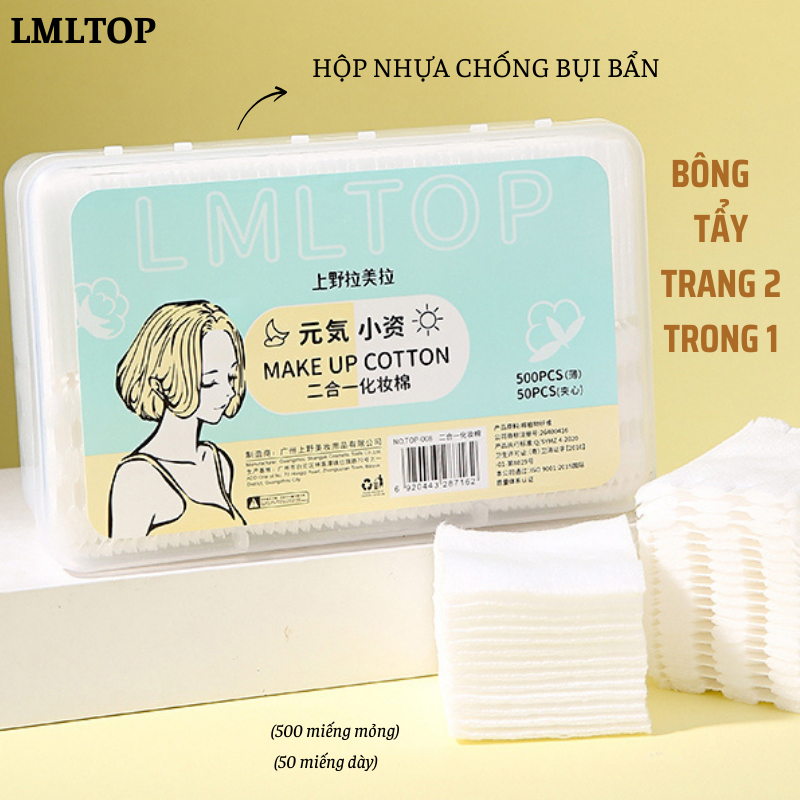 Bông Tẩy Trang Cotton Mềm LMLTOP - Gói 1000 Miếng Cotton Mềm - Chăm Sóc Da Đỉnh Cao-Chính Hãng