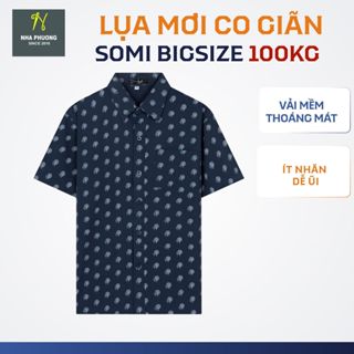  Áo sơ mi nam ngắn tay trung niên vải lụa co giãn mềm bề mặt mịn form siêu rộng classic ATK37 