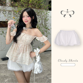 AREUM Quần Short Bí cạp thấp CLOUDY hai lớp phối voan