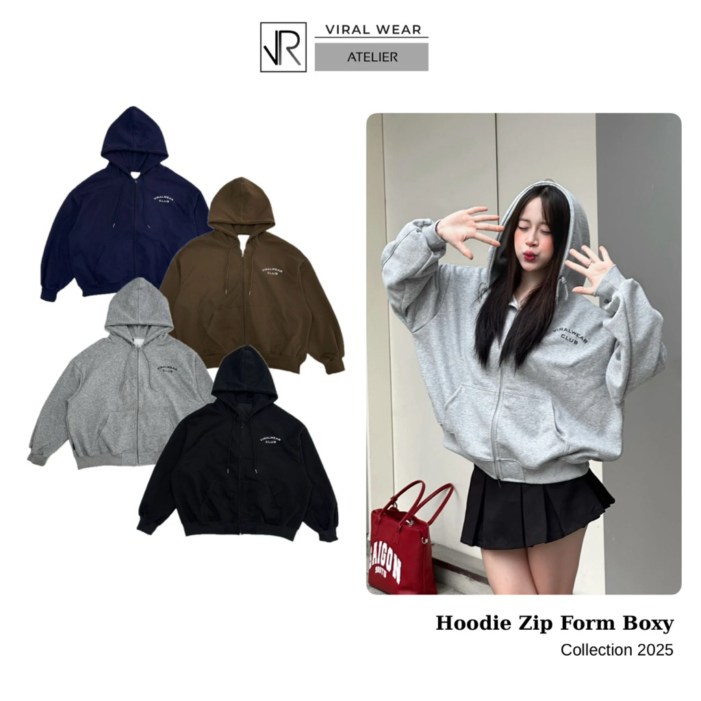 [DEAL MỞ BÁN] Áo Khoác Hoodie Zip Form Boxy In Lụa Viralwear Unisex Chất Nỉ 2 Da Mặc Được 4 Mùa