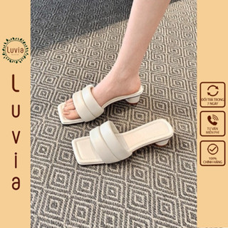  Dép nữ cao gót 4 phân đế 2 lớp quai ngang độn mút êm chân Luvia 226CG 
